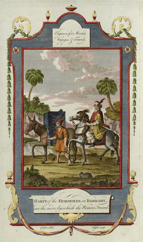 Africa, male and female on horseback in Barbary, 1779
