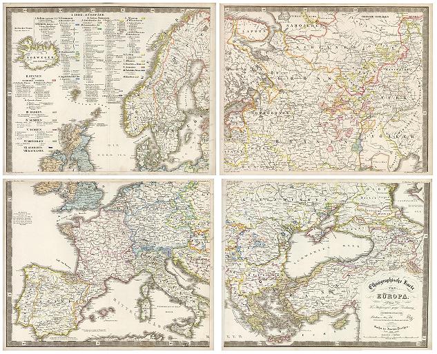 Europe, large ethnographic map, 1852