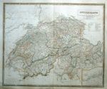 Switzerland, large map, Johnston, 1843
