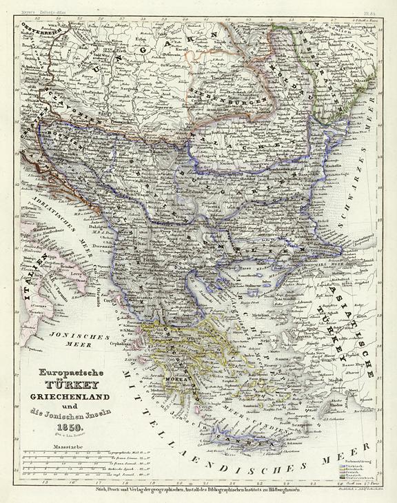 Turkey in Europe (including Greece, Macedonia, Albania, Bulgaria and Romania), 1852
