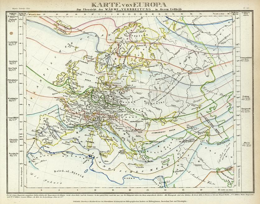 Europe, Isotherms, 1852