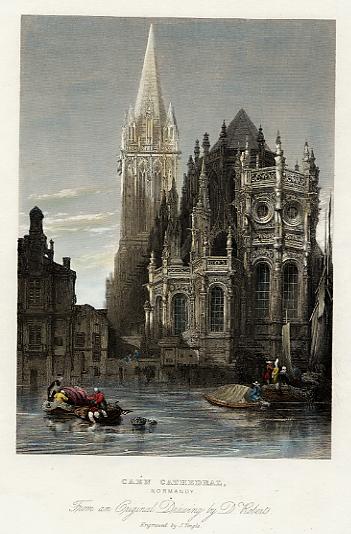 France, Caen Cathedral in Normandy, 1835