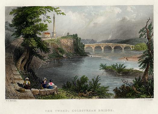 Scotland, The Tweed and Coldstream Bridge, 1840