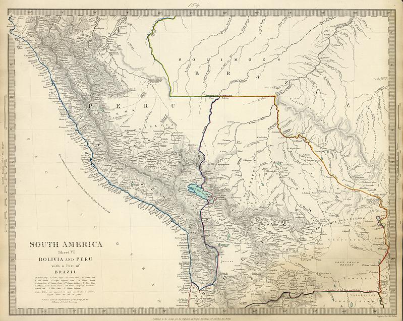 South America, with Peru, Bolivia, part of Chile and Brasil, 1842