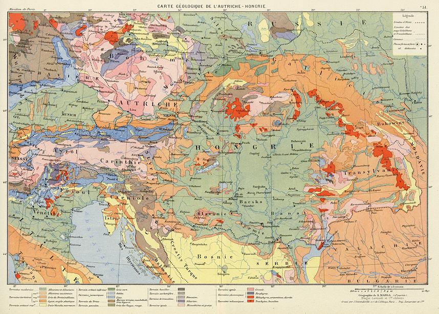 Austria-Hungary, geological map, 1884