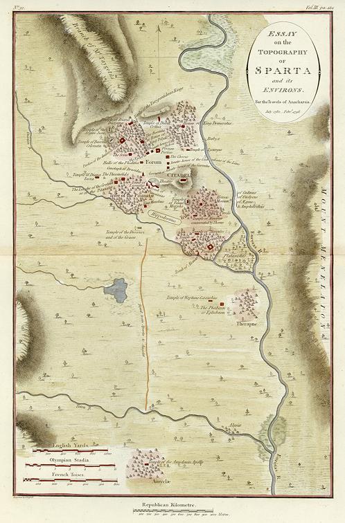 Greece, Sparta plan, 1817