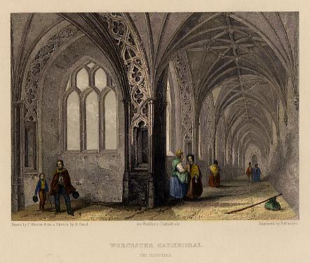 Worcester Cathedral Cloisters, 1836