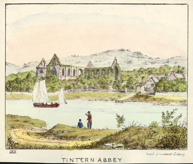 Monmouthshire, Tintern Abbey, early lithograph, 1830