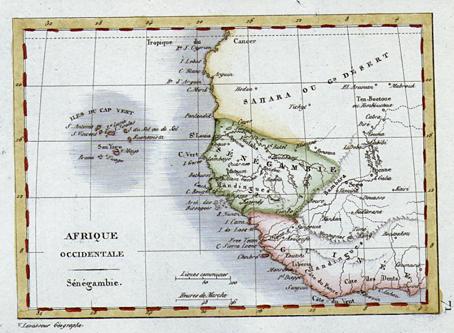 West Africa, Levasseur miniature map, 1830