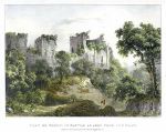 Monmouthshire, Chepstow Castle, stone lithograph by Haghe, 1840