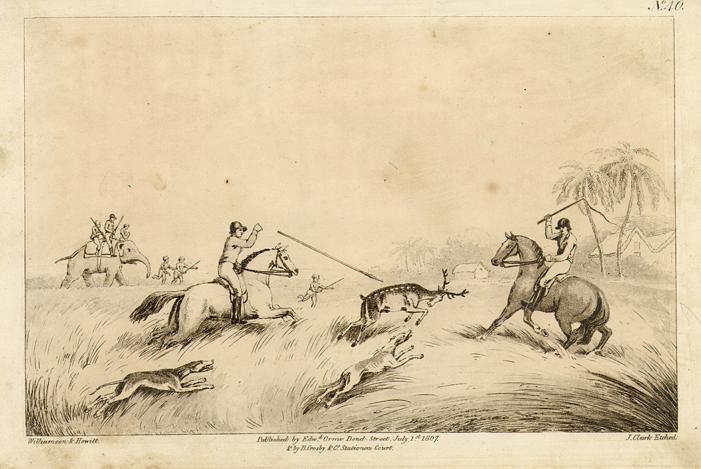 India, Hog-Deer at Bay, by Howitt, 1808