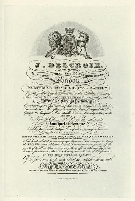 Trade Advert, Perfumer, 1826