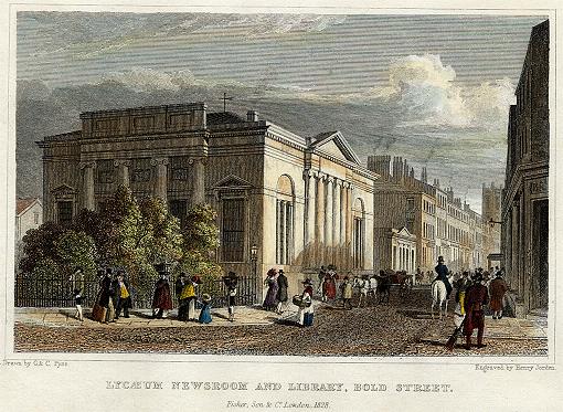 Lancashire, Liverpool -  Lyceum Newsroom & Library, Bold Street, 1831