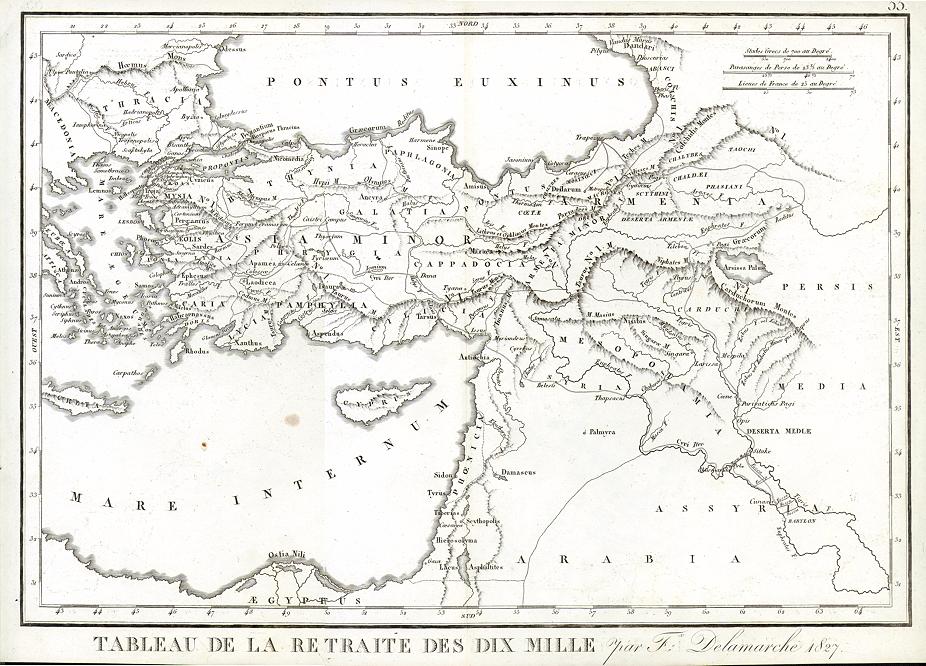 Retreat of the 10000 Greeks (400 BC in old Armenia), Delamarche, 1828