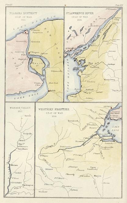 USA, 4 maps relating to the War of 1812, 1863