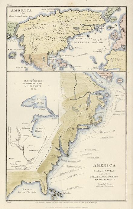 USA, Maps relating to early exploration of America, published 1863