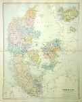 Denmark & Iceland, large map, 1887
