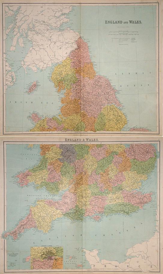 England & Wales, large map, 1864