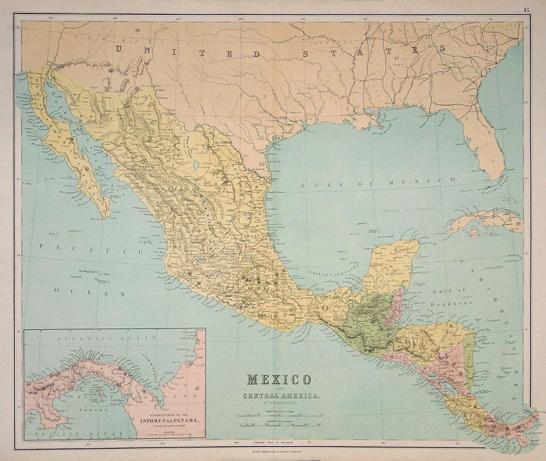 Mexico & Central America, large map, 1864