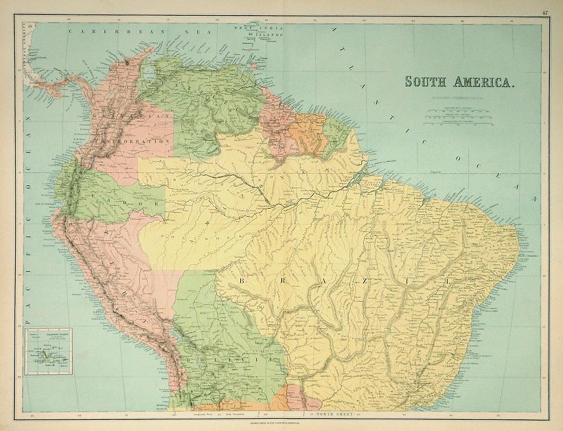 North part of South America, large map, 1864