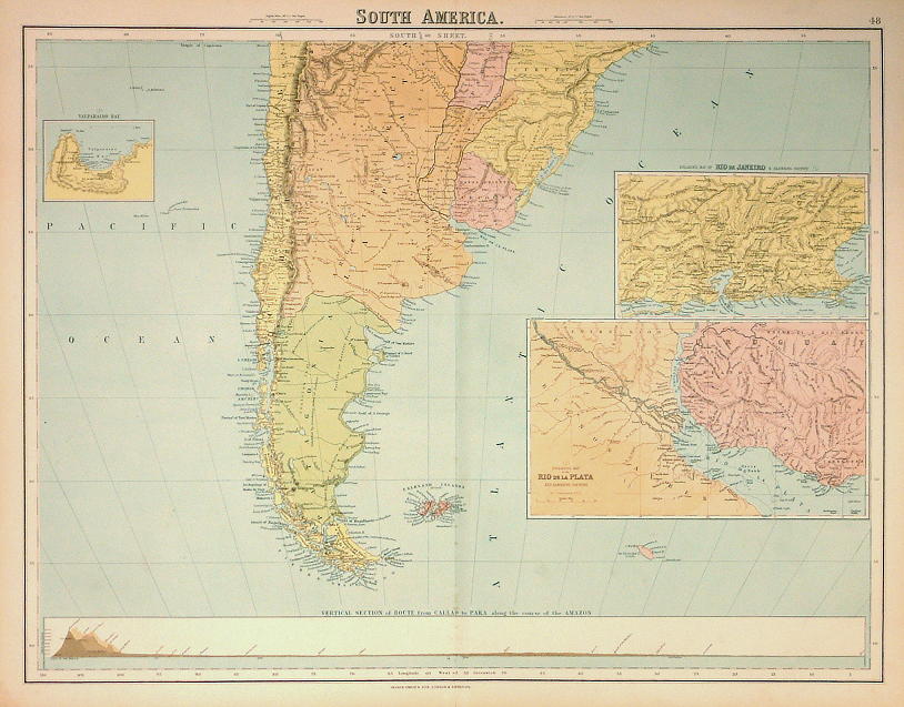 South part of South America, large map, 1864