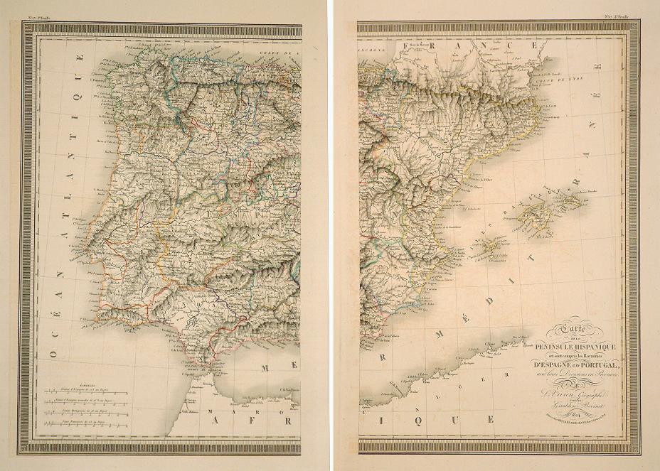 Spain & Portugal on 2 sheets, 1827