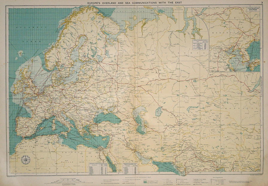 Europe, communications with the East, large map, 1920