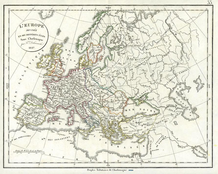 Europe at the time of Charlemagne, Delamarche, 1828