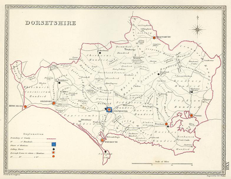 Dorset, electoral map, 1835