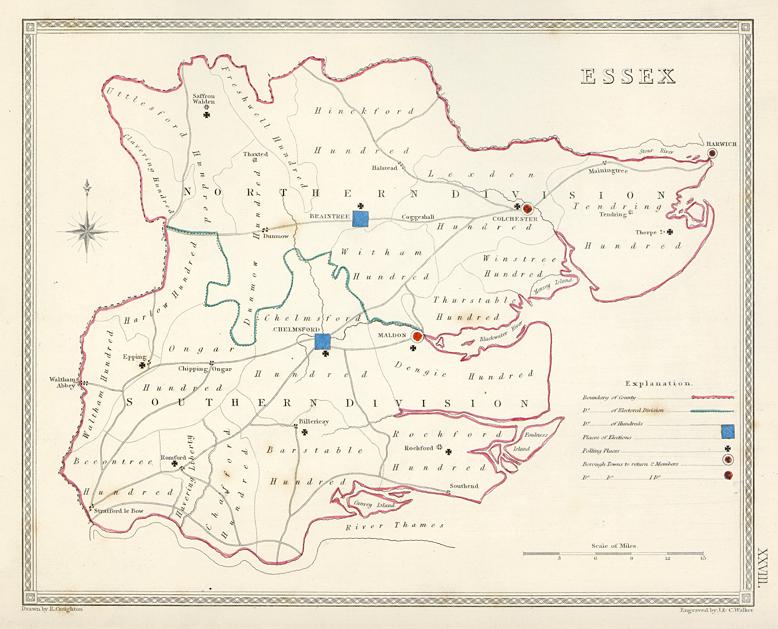 Essex, electoral map, 1835