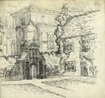 Cambridge, Gate of Honour at Caius College, pencil sketch, about 1890