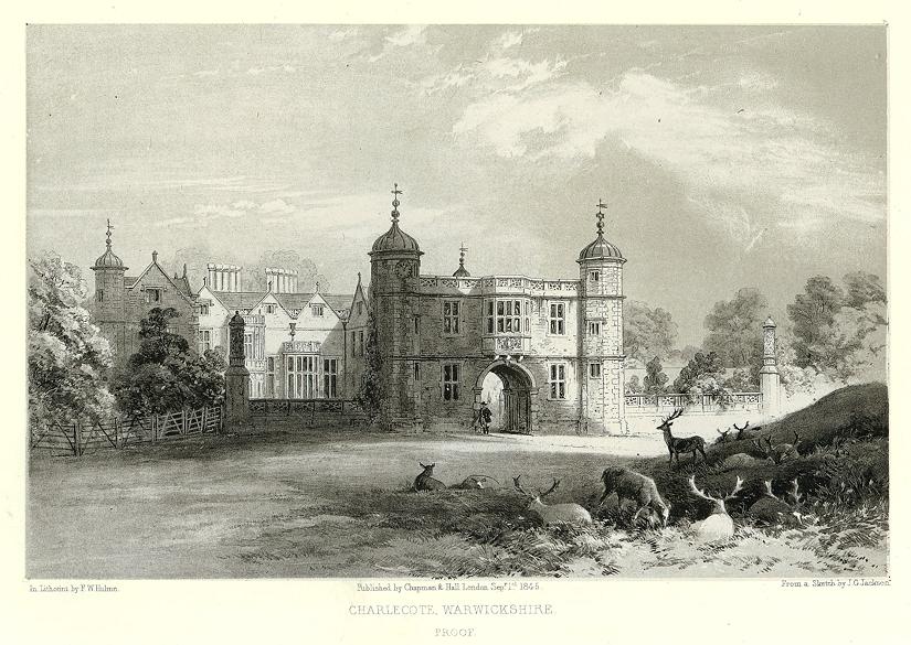 Warwickshire, Charlecote, Hulme lithotint, 1845