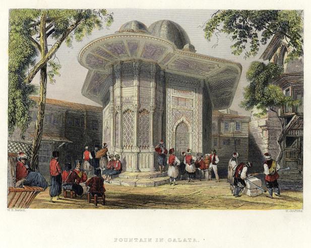 Turkey, Constantinople, Fountain in Galata, 1840