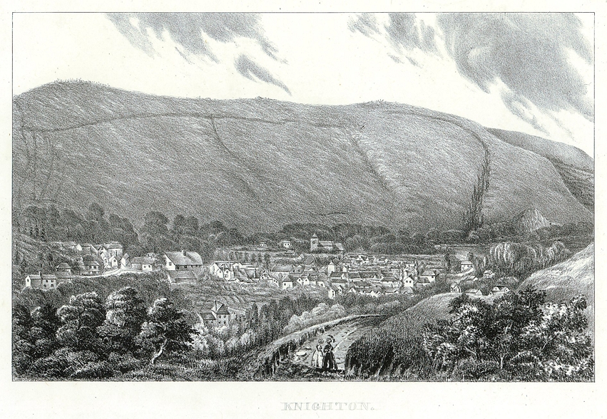 Wales, Knighton view, stone lithograph, 1850