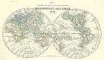 World in hemispheres, 1860