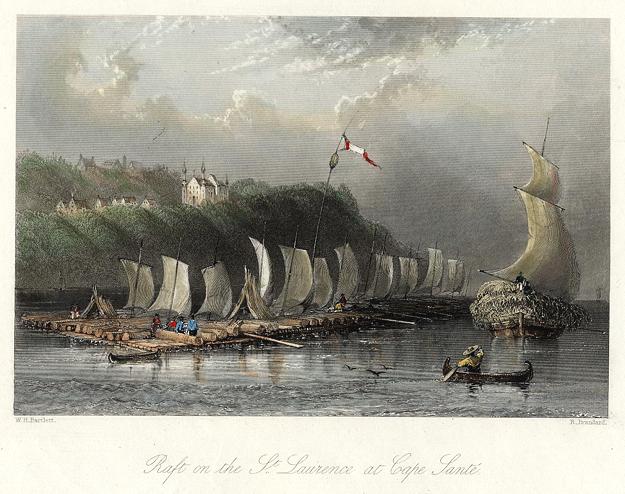 Canada, Raft on the St.Lawrence at Cape Sante, 1841