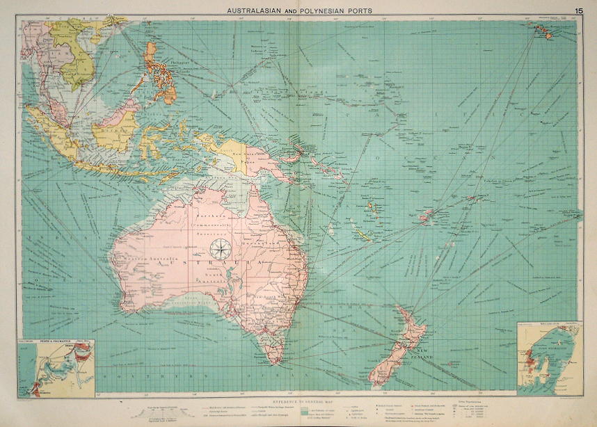 Australasian & Polynesian Ports, large chart, 1920