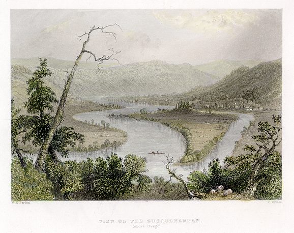 USA (New York), Susquehannah view above Owego, 1839