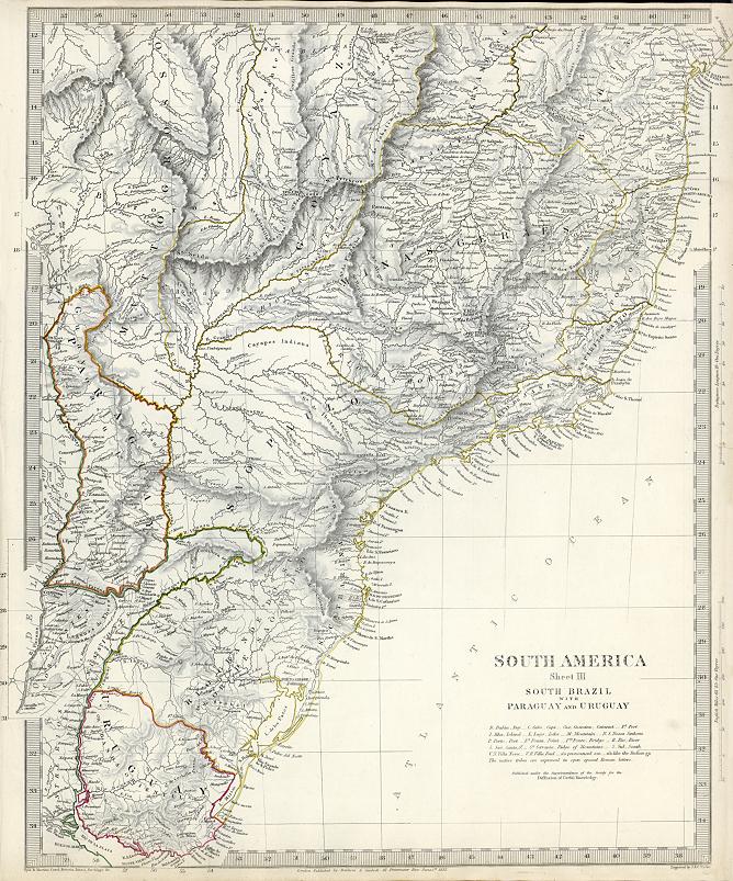 South America, South Brazil, Paraguay & Uraguay, SDUK, 1844
