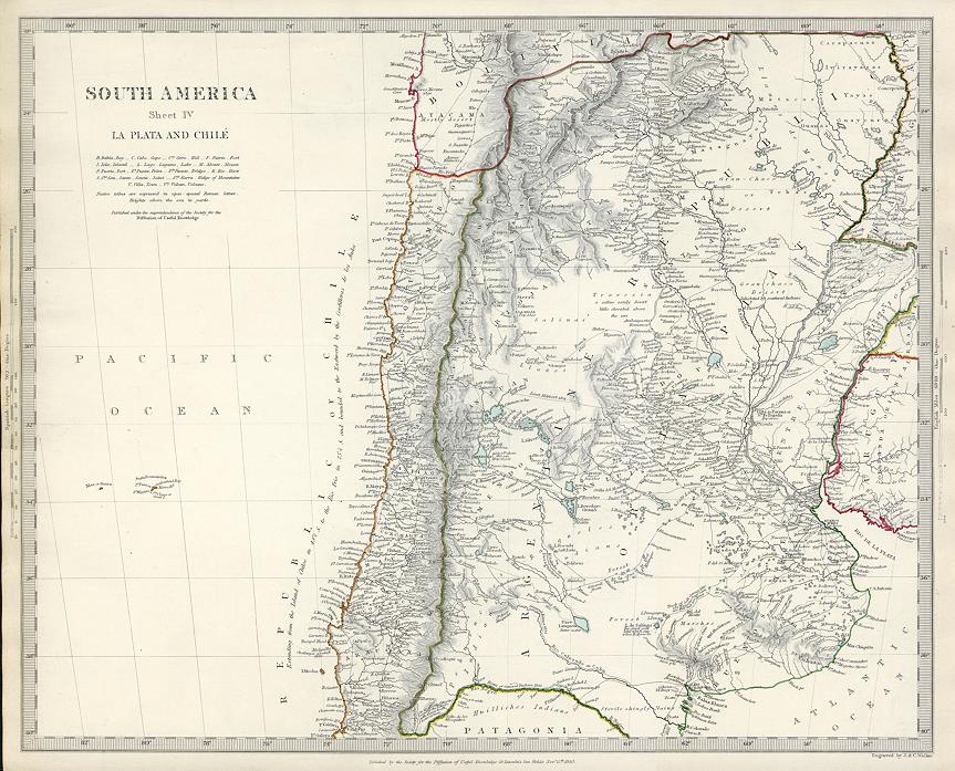 South America, Argentina & Chile, SDUK, 1844