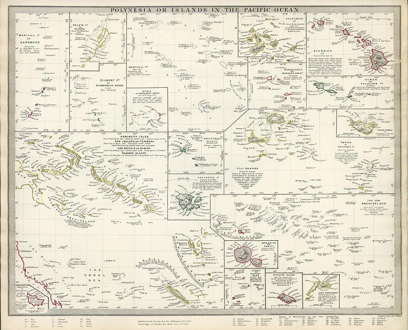 Polynesia or Islands in Pacific Ocean, SDUK, 1844
