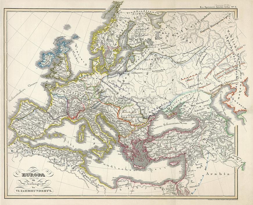 Europe at the start of the 6th century, 1846