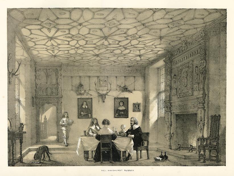 Sussex, Hall at Wakehurst, Joseph Nash, 1839