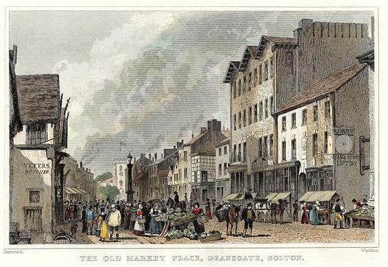 Lancashire, Bolton, Old Market Place at Deansgate, 1836