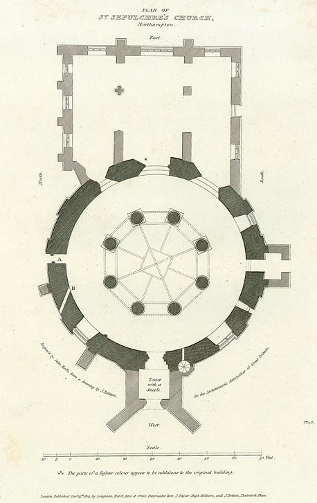 Northampton, St.Sepulchre's Church plan, 1830