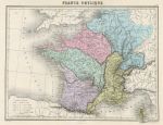 France - Physical with River Basins, 1883