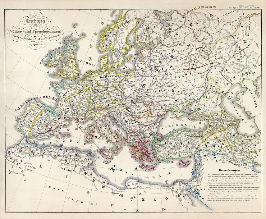 Europe, ethnic and language, 1846