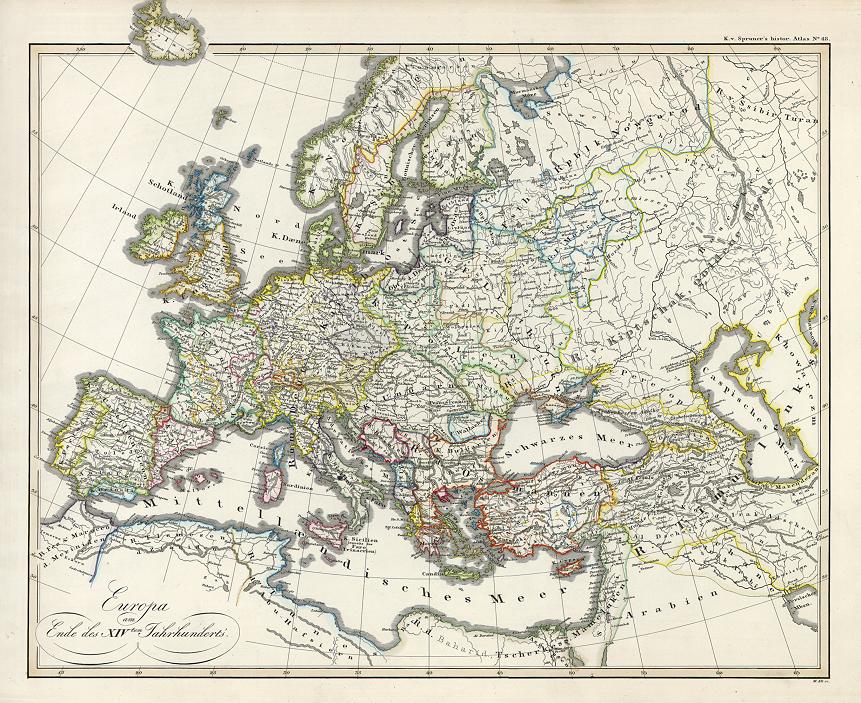 Europe, at the end of the 14th Century, 1846
