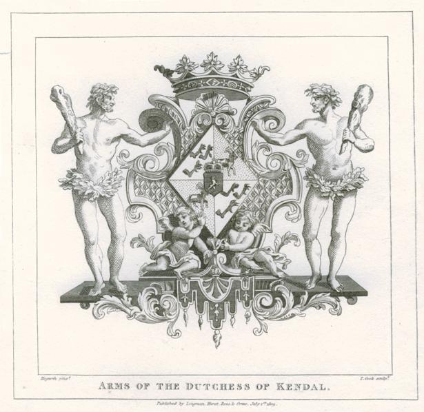 Arms of the Duchess of Kendal, Hogarth, 1810
