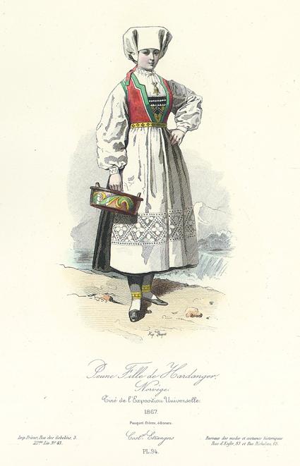 Norway, Young Girl of Hardanger in 1867, 1875